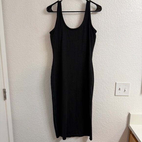 Women's Vuori Halo Essential Square Neck Midi Dress Black Heather Size Large - Picture 2 of 4